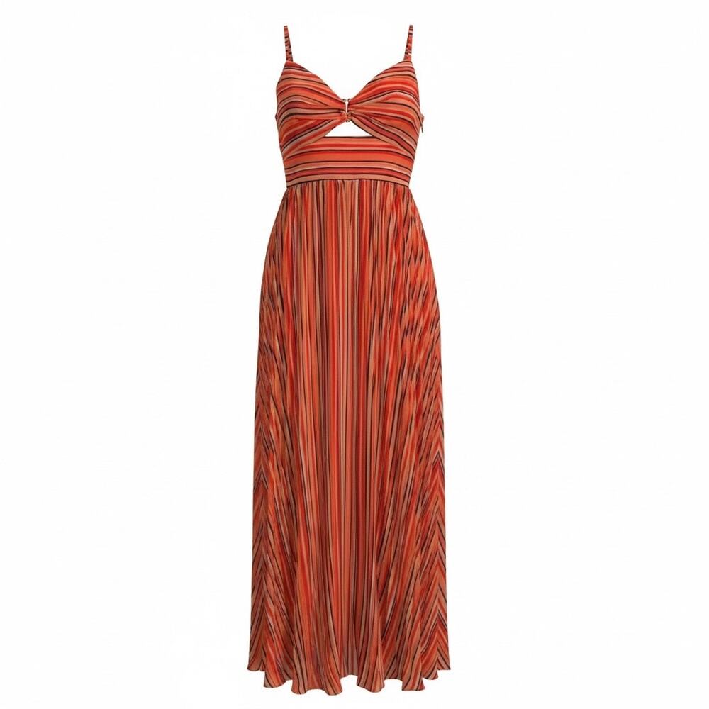 Guess Marrah Maxi Dress Sunset Striped XS Twist Cut-out Sheer Unlined Skirt